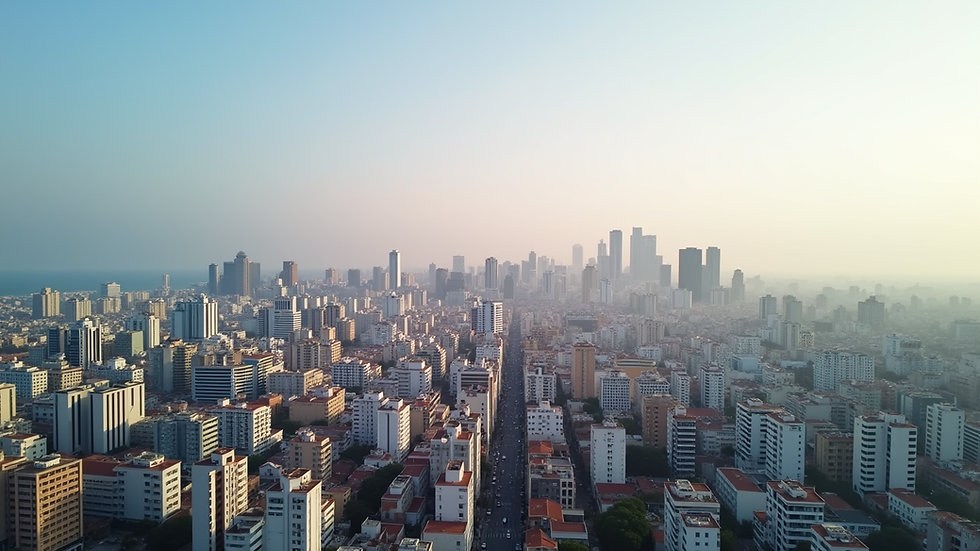 Wide angle view of Lima city skyline with modern buildings