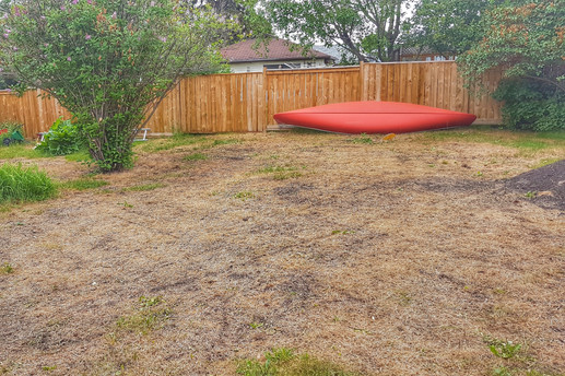 Okotoks landscape of a damaged lawn before the drill seeder lawn repair service
