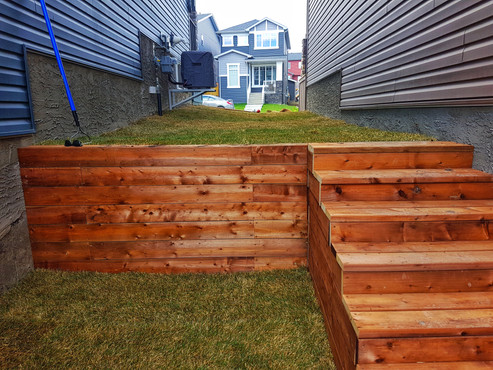 Calgary lawn solutions retaining wall and stairs