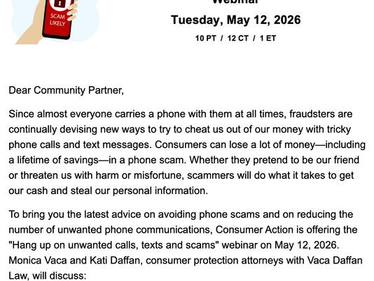 Monica and Kati Present Training on Phone and Text Fraud with Consumer Action