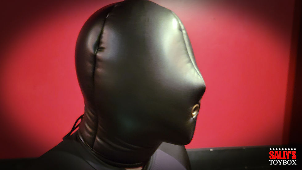 Puffy BDSM isolation hood for a bondage experience unlike any other. Sound is very limited with the padding.