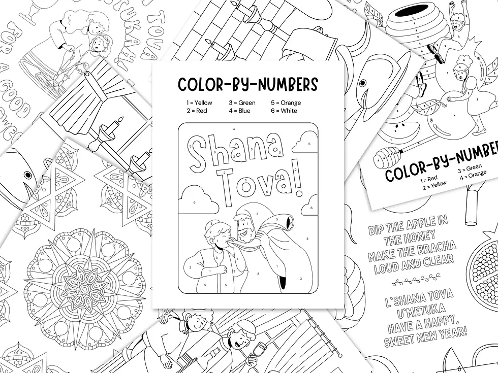 Thumbnail: 8 Printable Rosh Hashanah Coloring Pages for Kids, Rosh Hashanah Activities