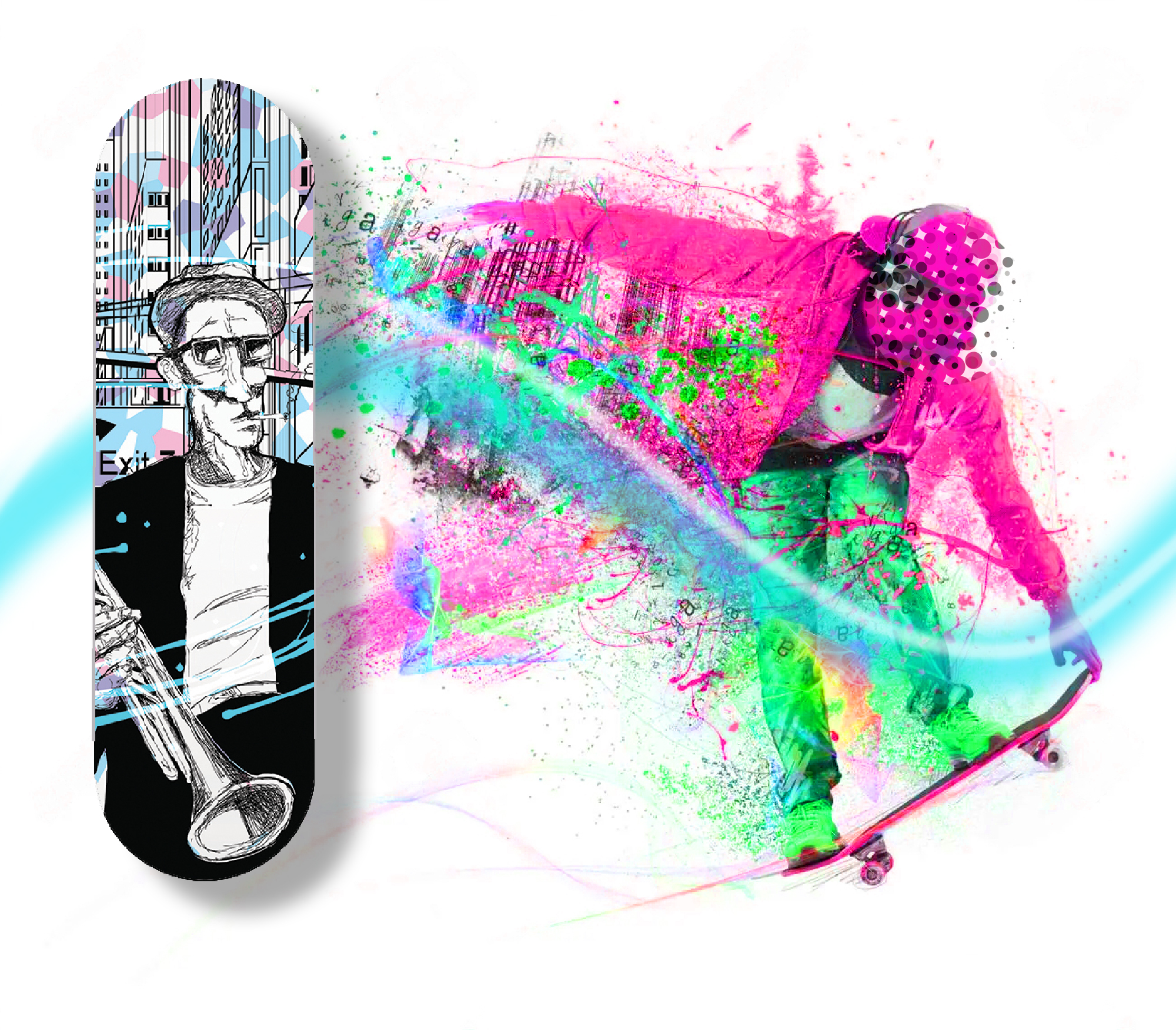 Jacob Trager | Urban Jazz Skateboard Wall Art - JT