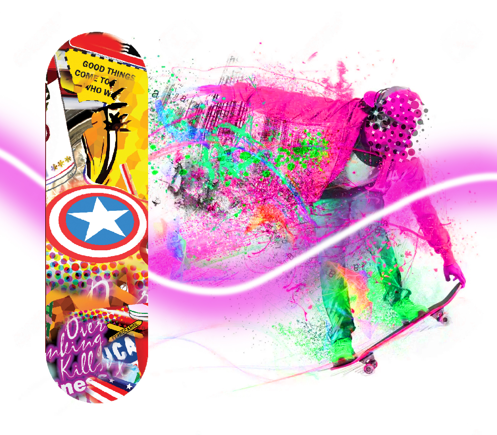 USA Pop Art Skateboard Wall Art - JT