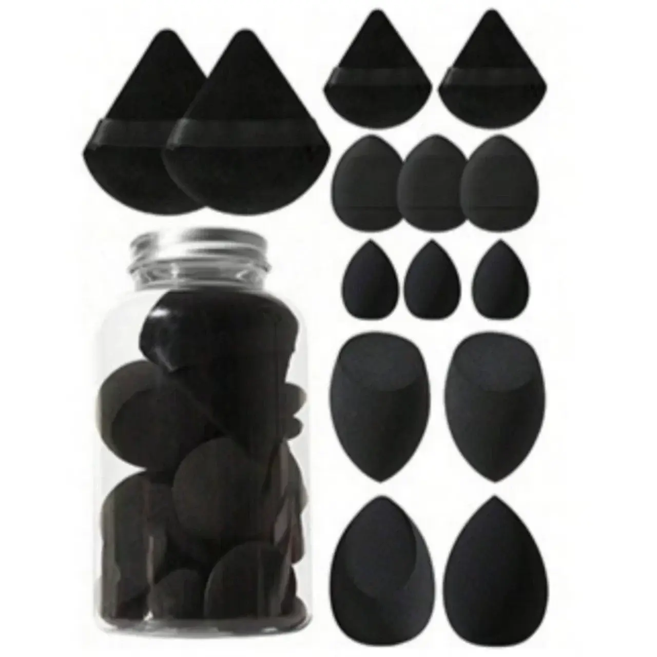 14Pcs Makeup Sponge Set with Storage Jar