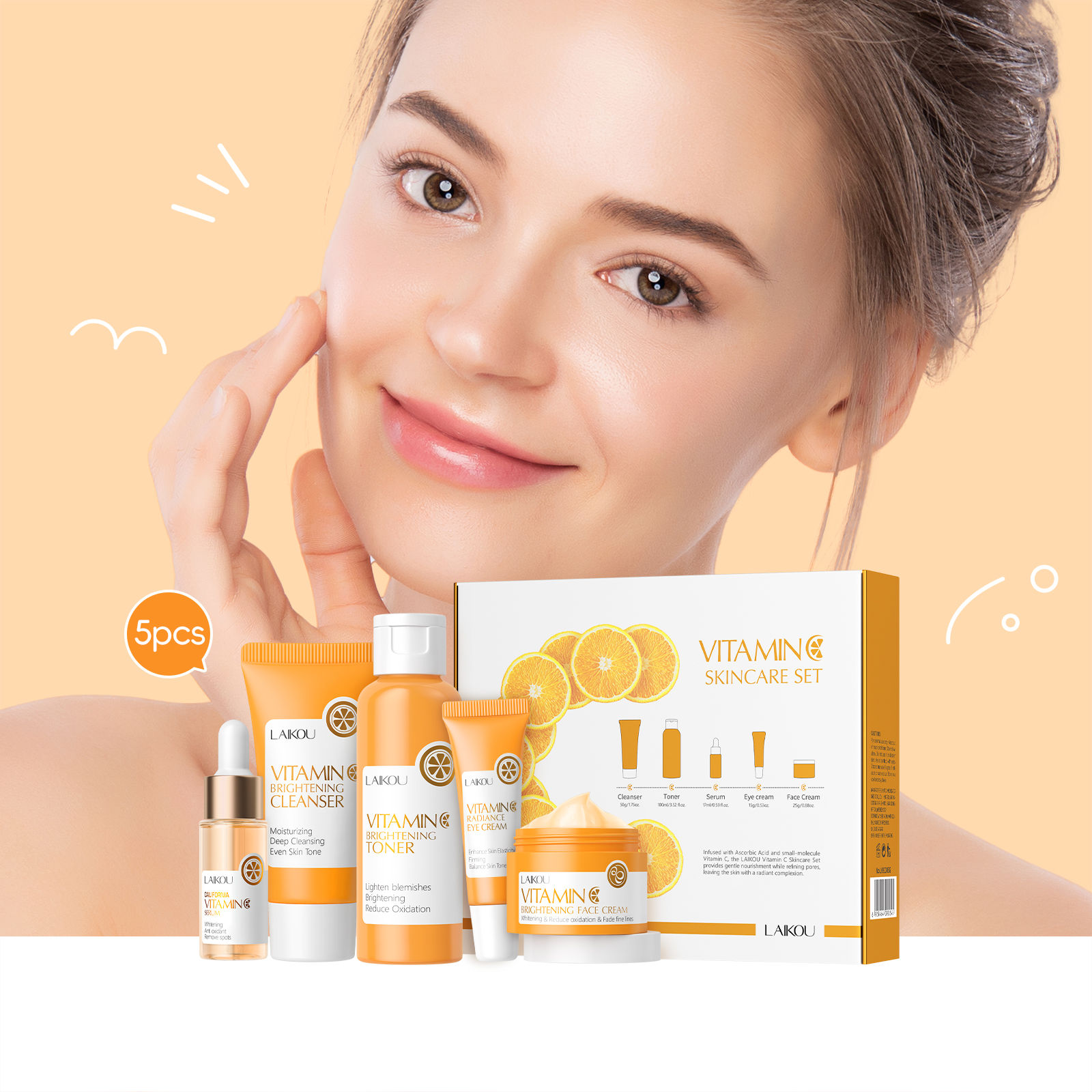 LAIKOU VITAMIN C Skincare Set Brightening 5Pcs