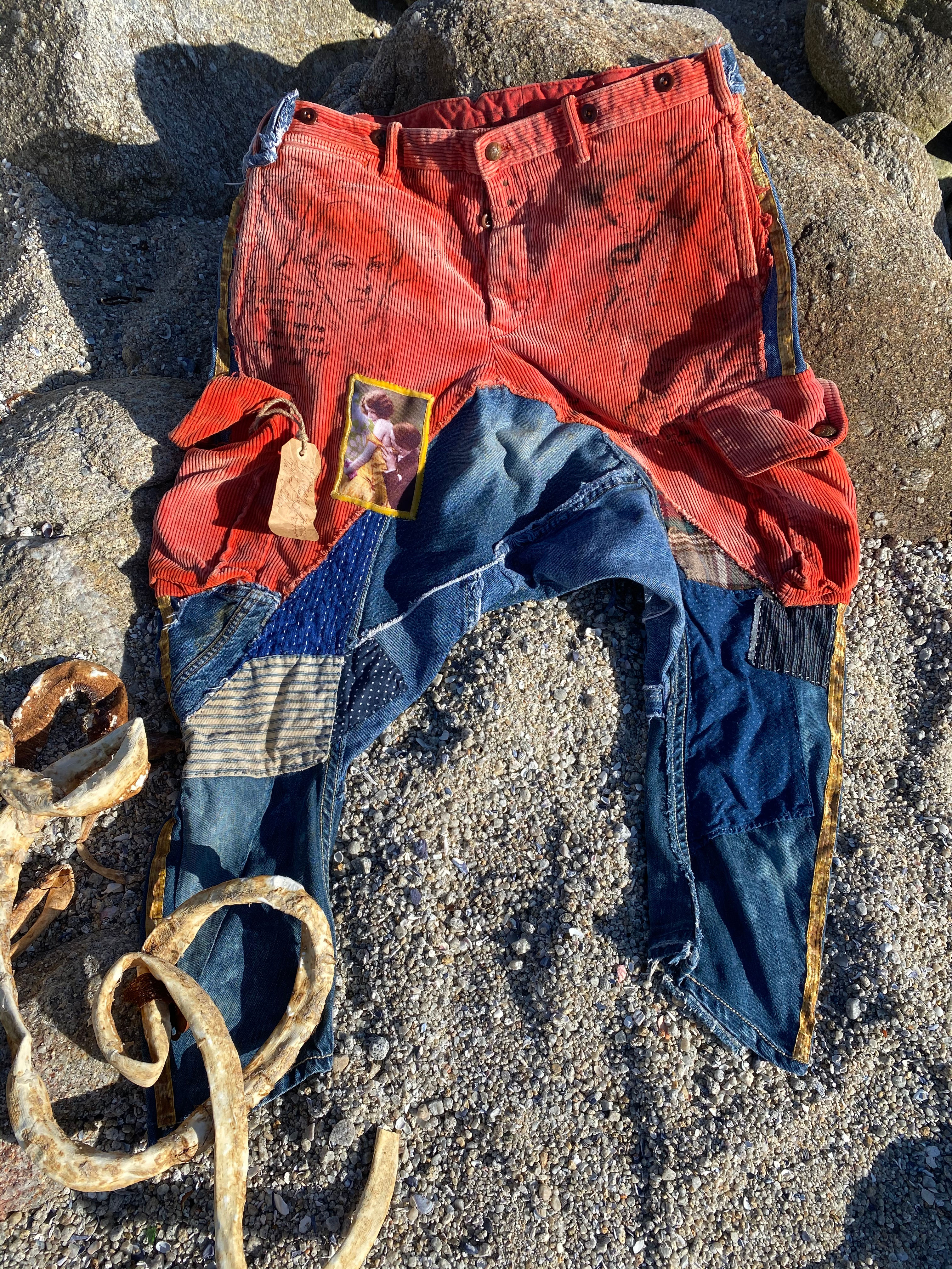 Corduroy Military Cargo Pants "Lucky Devil" size 38x32