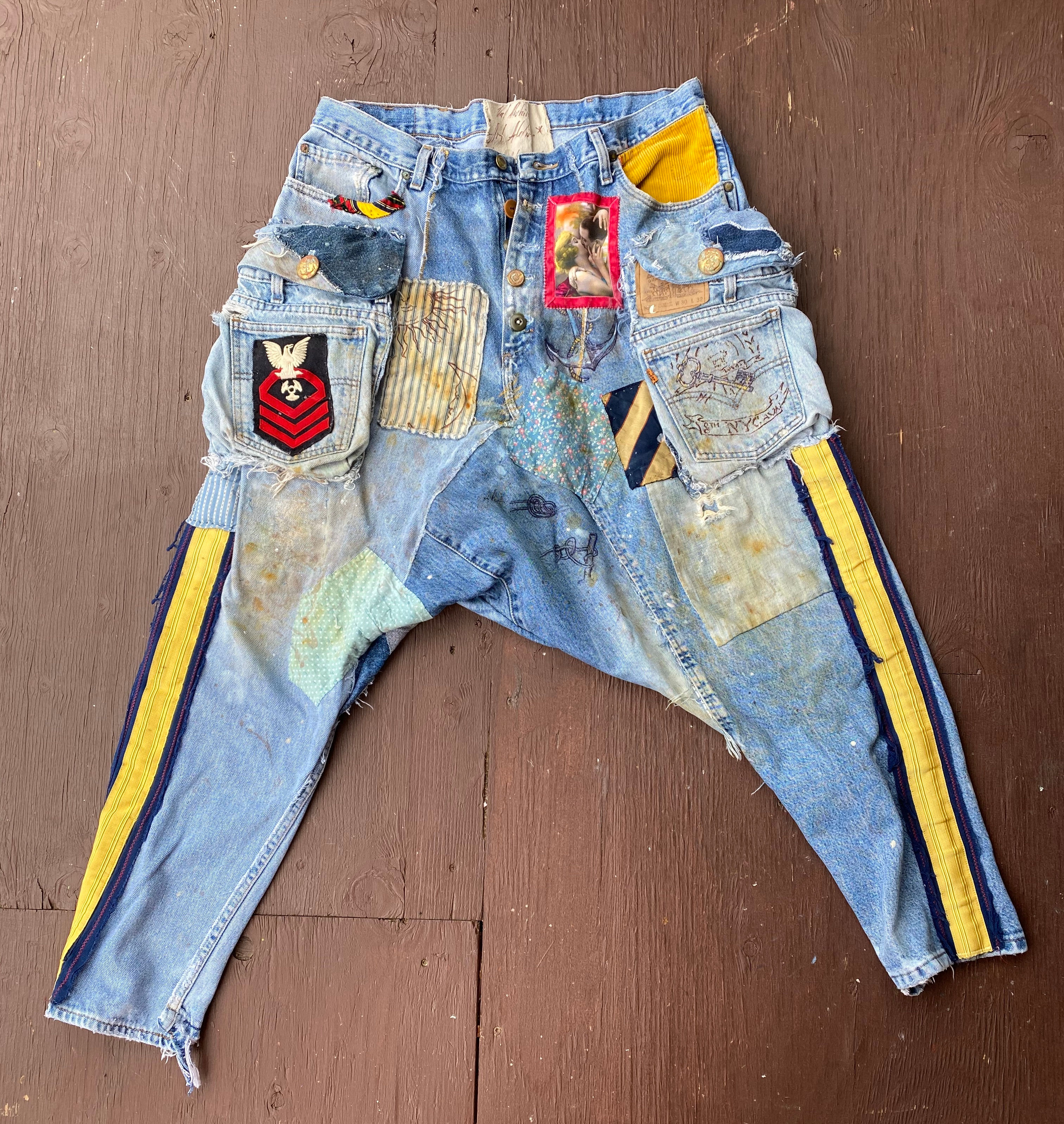 Denim Cargo Pants "Taste of the Sea" size XL (38x32) (SOLD)