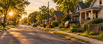 Golden Hour on a Quiet Neighborhood Street.png