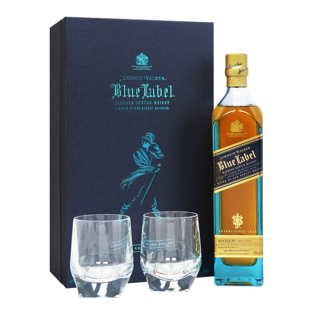 Johnnie Walker Blue 750cc Estuche + 2 Vasos