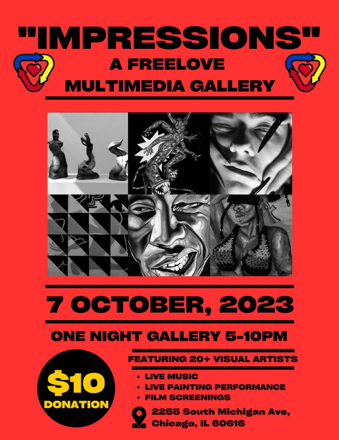 Promotional gallery poster for "IMPRESSIONS" gallery. 