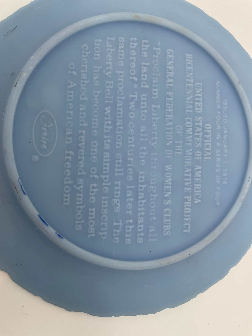 Thumbnail: 8" Plate- Fenton Blue glass plate -1776-1976 Bicentennial Commemorative Project