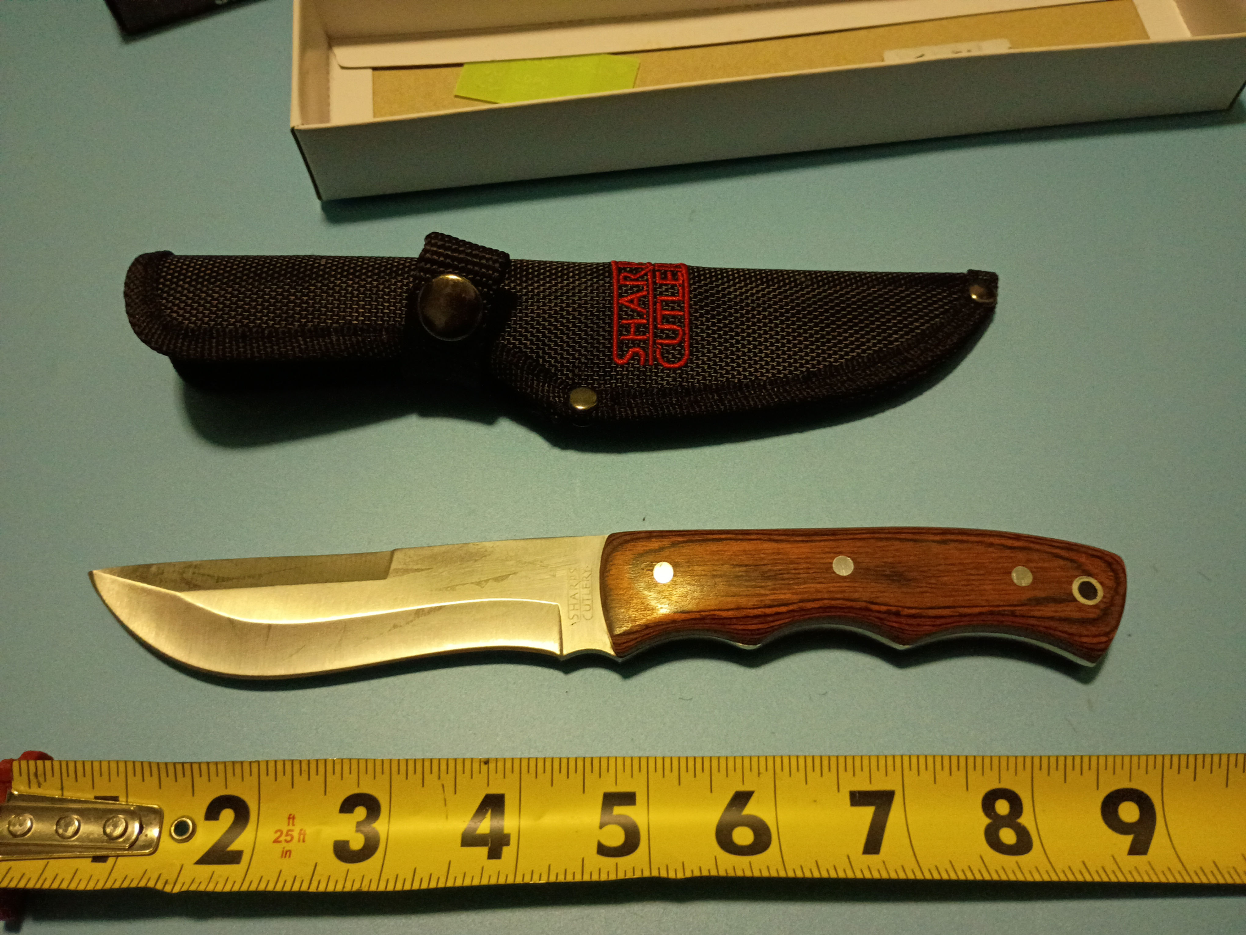 9" overall Bowie -stainless steel blade-coco pakawood handle -1680D Nylon Sheath