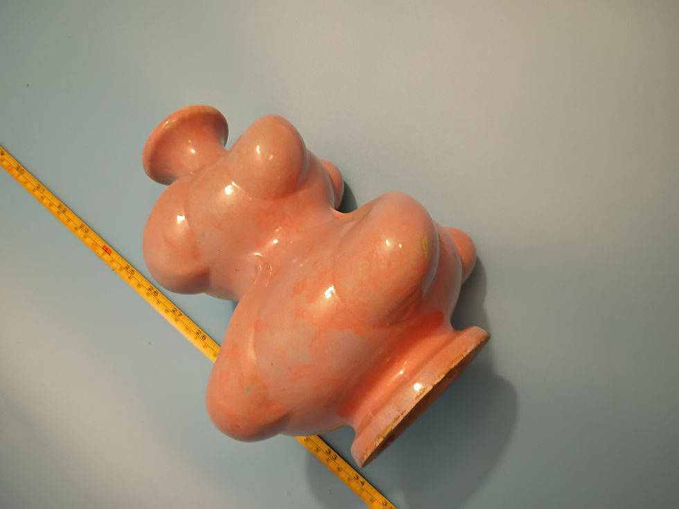 Thumbnail: 10" tall Vase pink porcelain with a twist #4607 Gonder USA