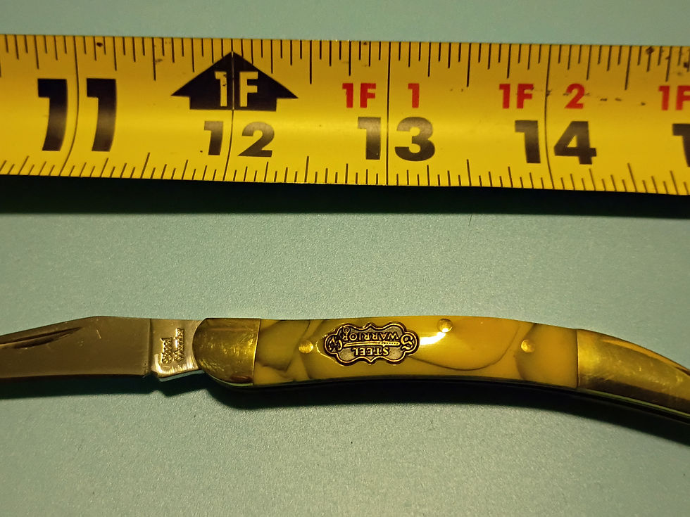 Thumbnail: 5.5" open - Folding knife - 440 stainless steel blade - celluloid funky handle