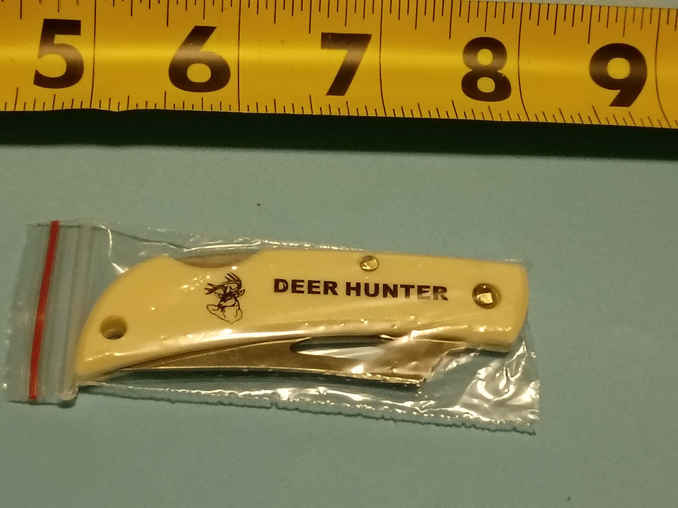 Thumbnail: Approx 5" open -Folding knife- stainless steel blade- plastic handle Deer Hunter