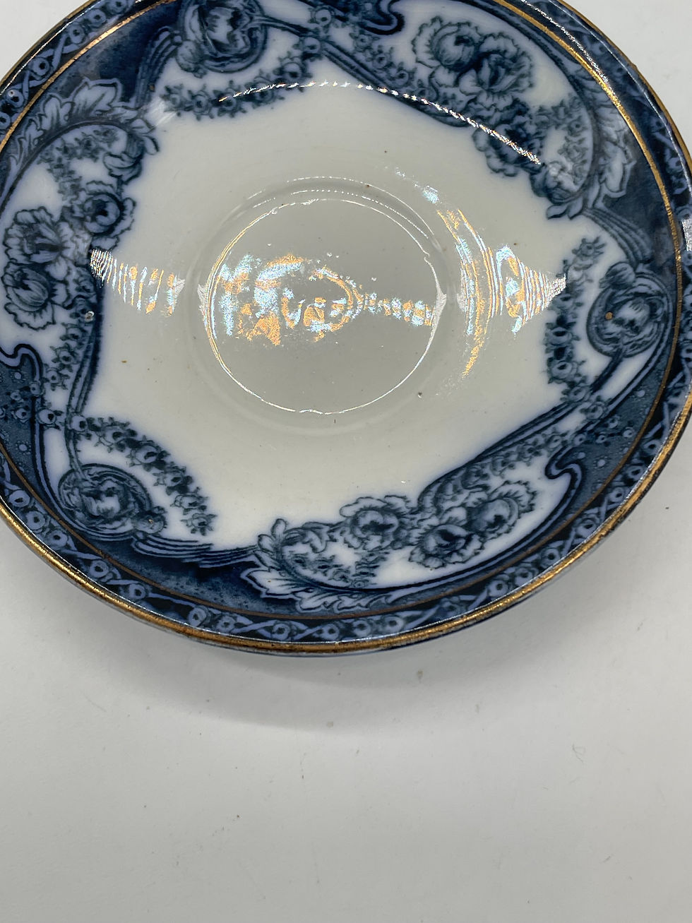 Thumbnail: 5" plate/saucer - Vintage Renown pattern- "Flow Blue" style transferware