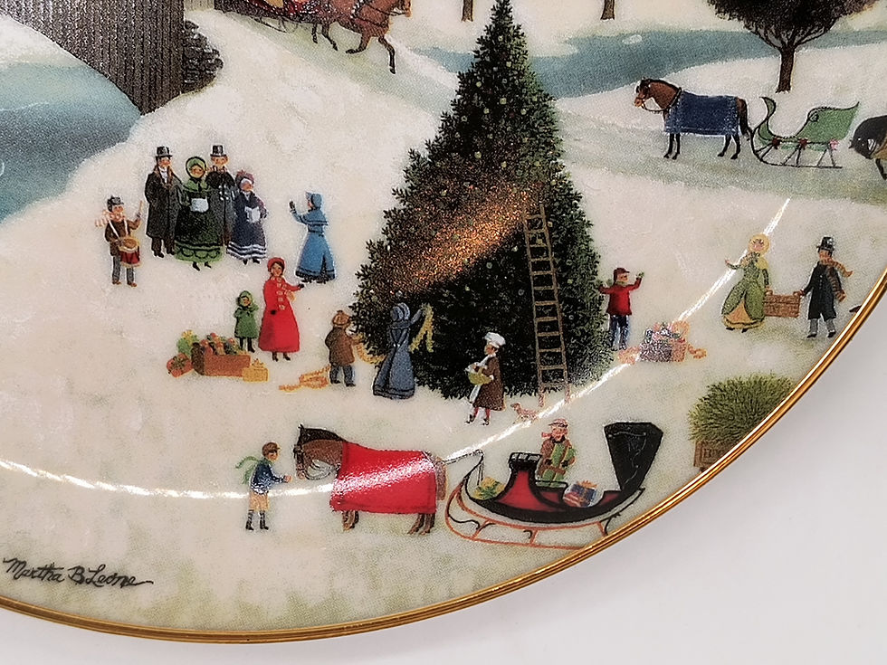 Thumbnail: 8" Plate - "Christmas Party" by Martha B Leone-Christmas Celebrations of Yester-
