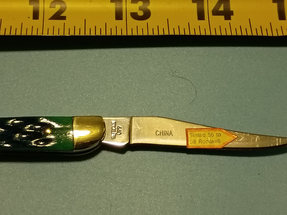 Thumbnail: 5.5" open - Folding knife - 440 stainless steel blade - dark green bone handle