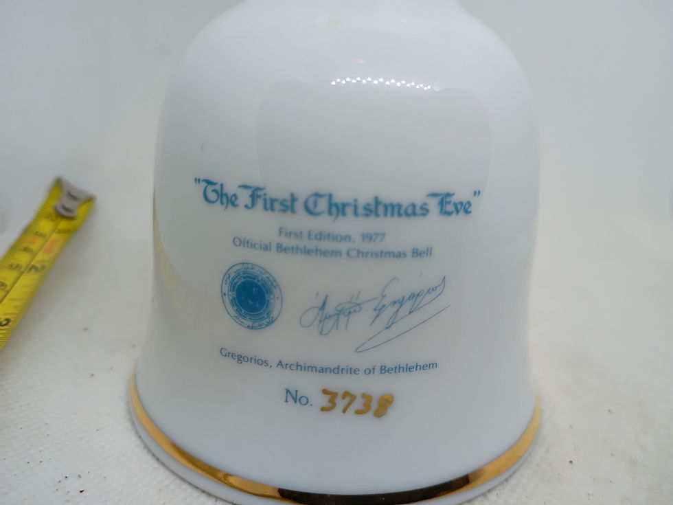 Thumbnail: 6.5" Porcelain bell- "The First Christmas Eve" Offical Bethlehem Christmas Bell