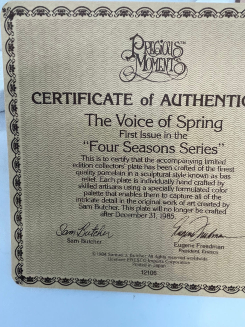 Thumbnail: 8" plate- "The Voice of Spring" by Sam Butcher   Precious Moments