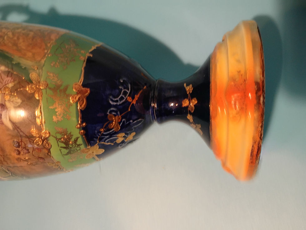 Thumbnail: 14" tall Double handled vase with decorative partridge design
