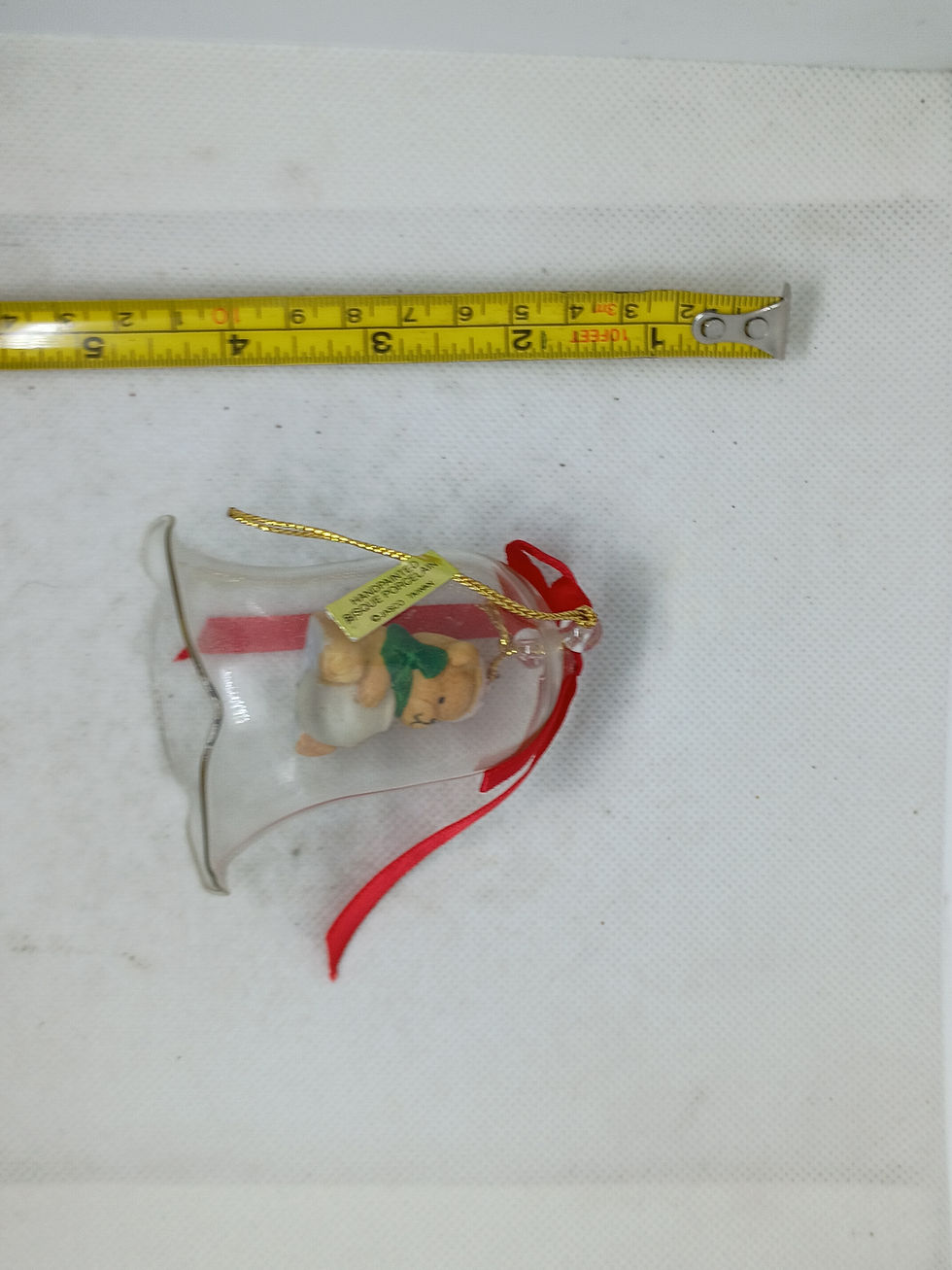 Thumbnail: Approx. 3" tall- glass bell - Bear ringer- Handpainted Bisque - Jasco - Taiwan