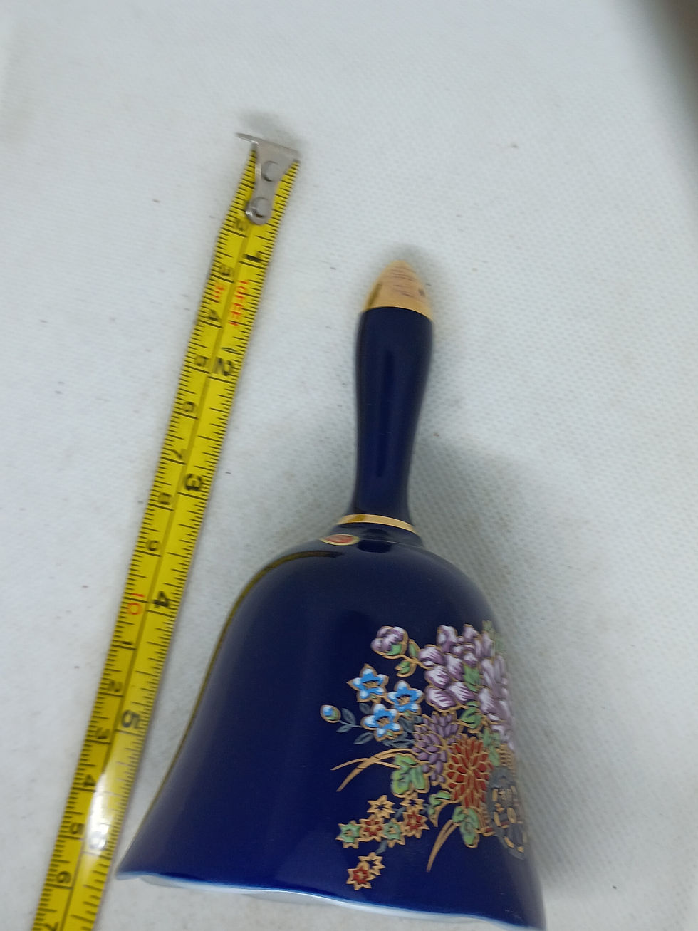 Thumbnail: 5.5" tall-  Porcelain Bell- Cart of Flowers design- Made in Japan