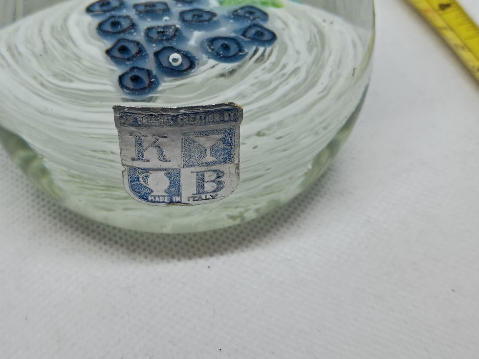 Thumbnail: 3"round clear glass paperweight- internal tree design- Italy