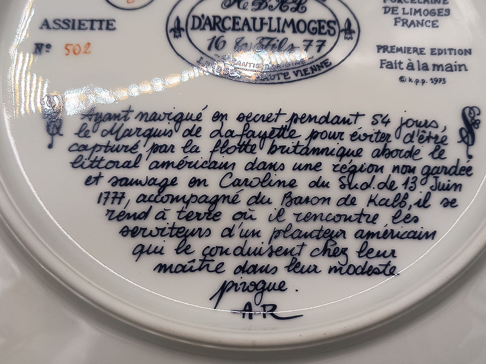 Thumbnail: 8” Plate - First Edition Lafayette Legacy Collection D'arceau Limoges 