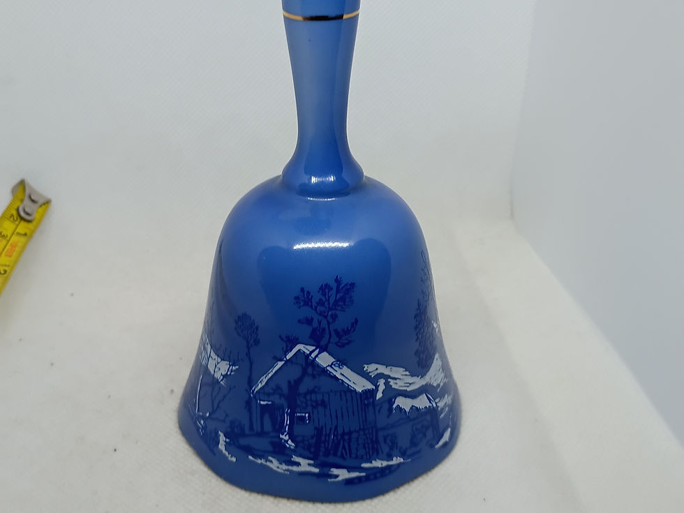 Thumbnail: Approx. 5.5" tall- porcelain bell - Currier and Ives Copenhagen Bell Series 1976