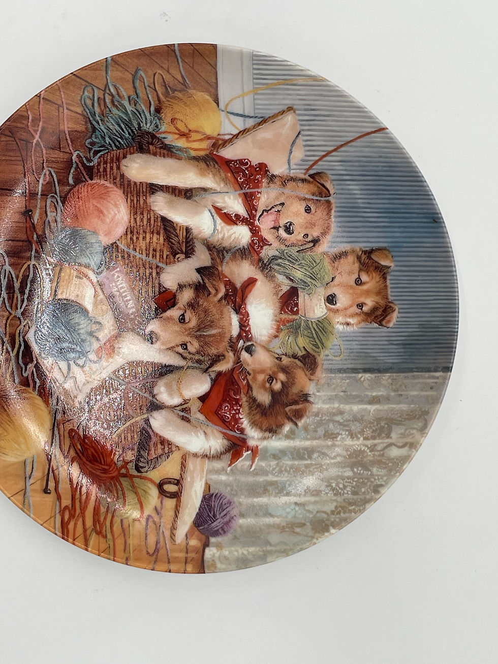 Thumbnail: 8" Plate-"All Tied Up" by Carolyn Jagodits - 2nd issue in the Little Bandits