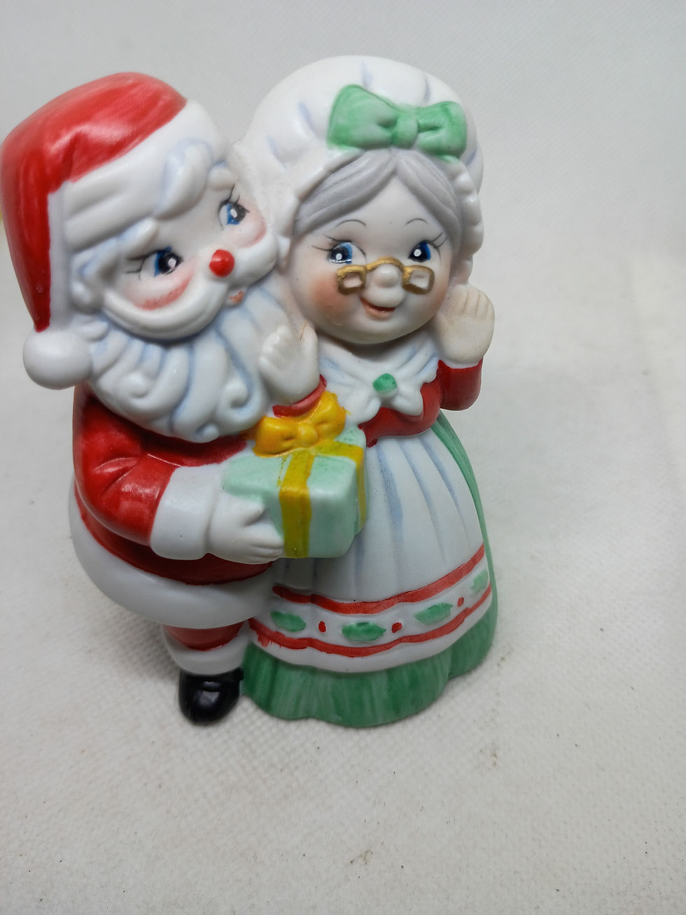 Thumbnail: Approx. 4.5" tall- Christmas Santa and Mrs. Santa Bell - no makers mark