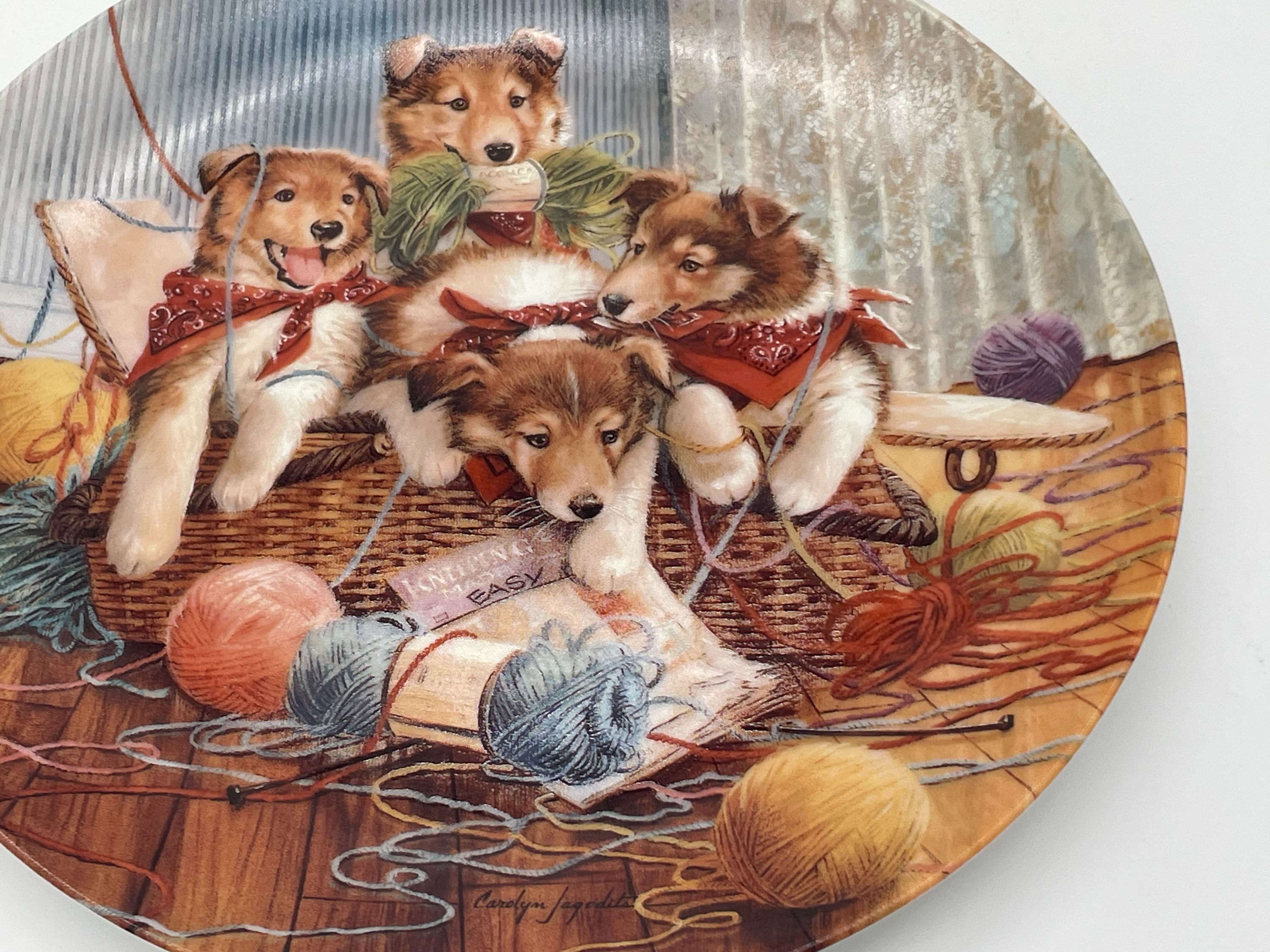 8" Plate-"All Tied Up" by Carolyn Jagodits - 2nd issue in the Little Bandits
