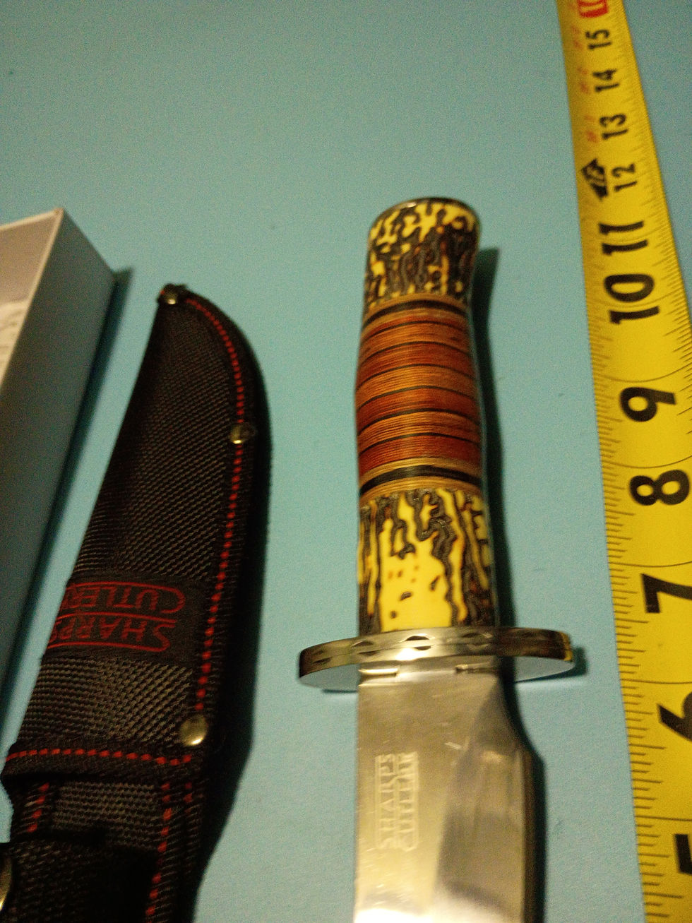 Thumbnail: 11" Bowie - 3CR13 stainless steel blade - POM & wood handle - 1680D Nylon sheath