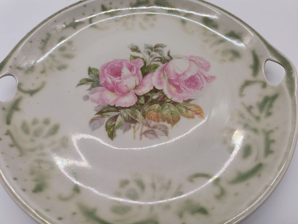 Thumbnail: 9" Vintage Porcelain flower decor plate- Made in Germany