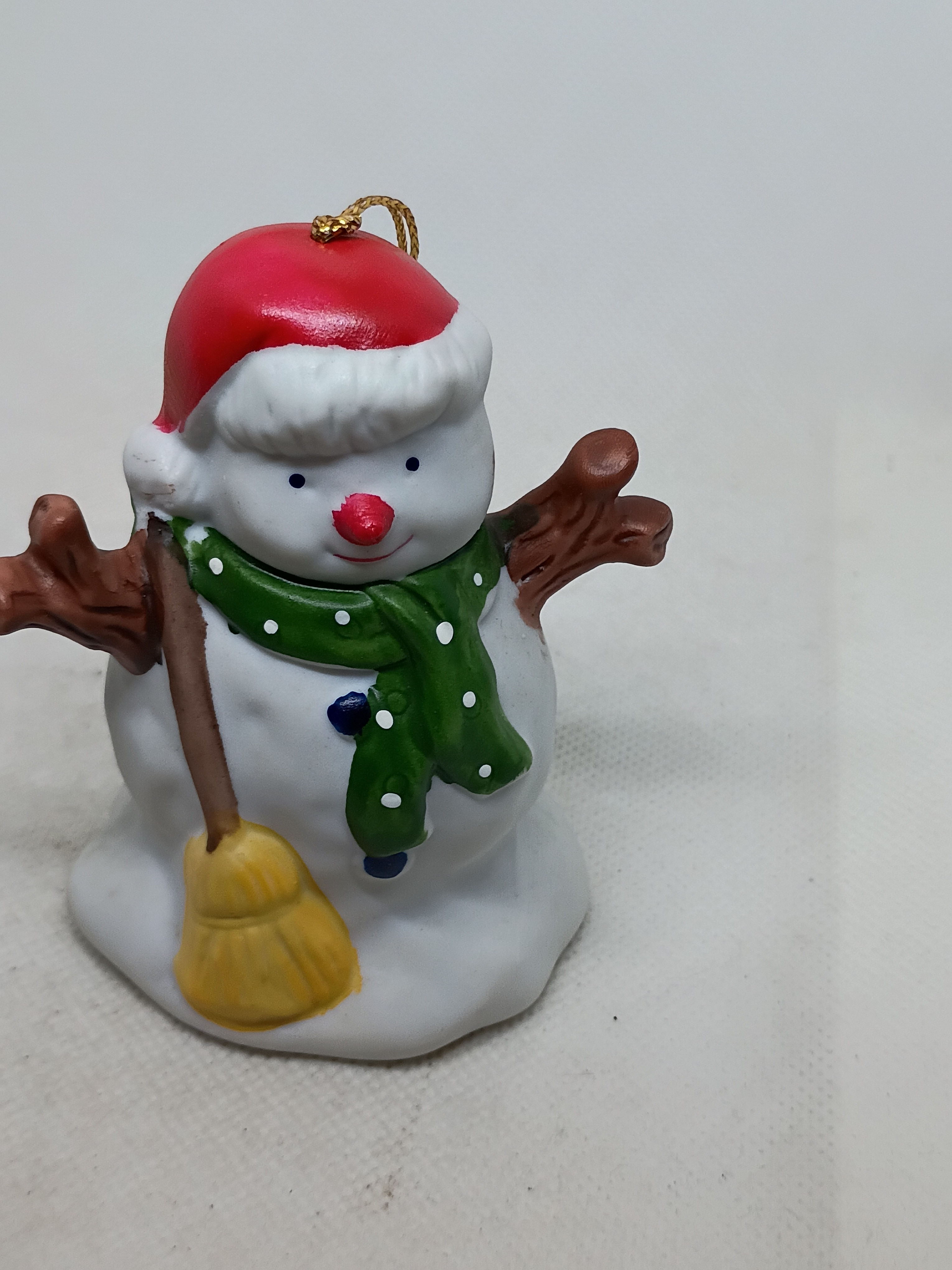 3.5" tall- porcelain bell -"Snowman" Made in Taiwan  R.O.C