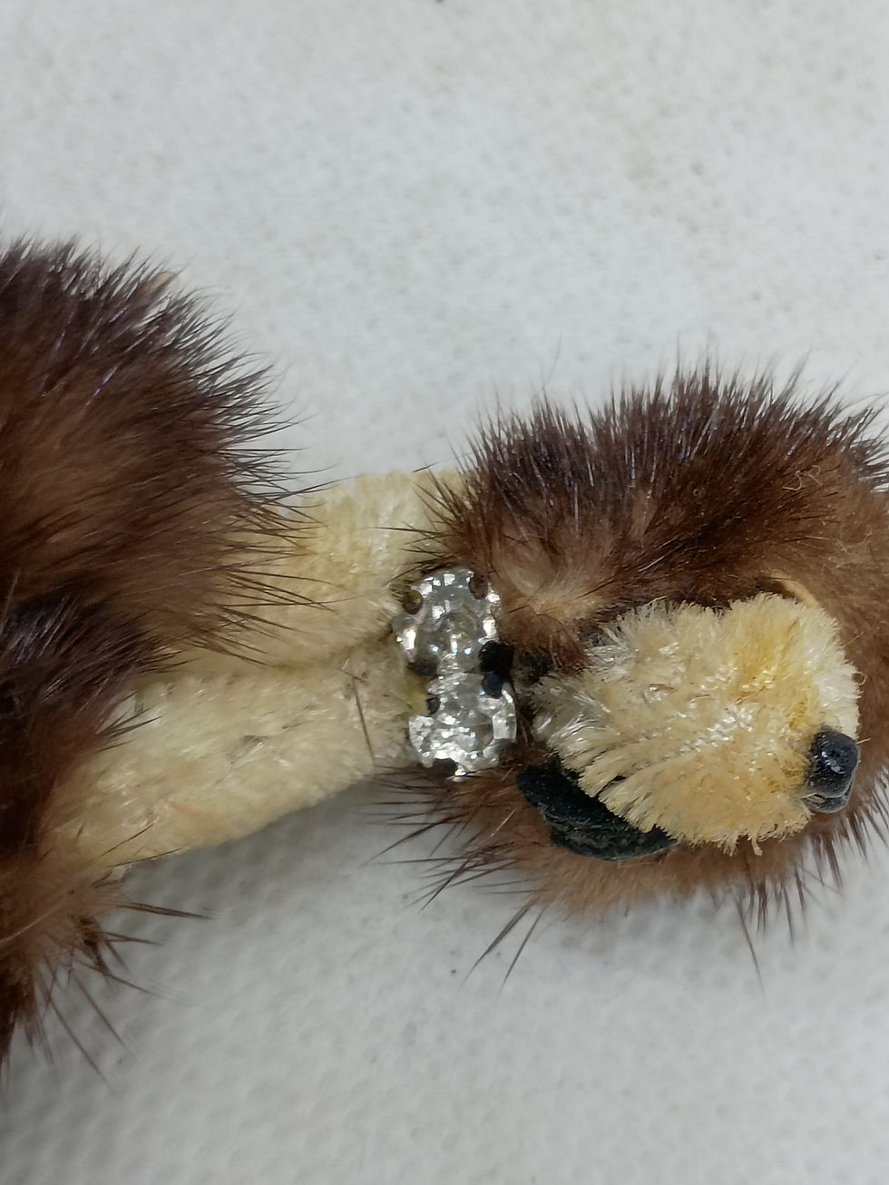 Thumbnail: 3" figural brooch featuring a dog design crafted from genuine brown mink fur
