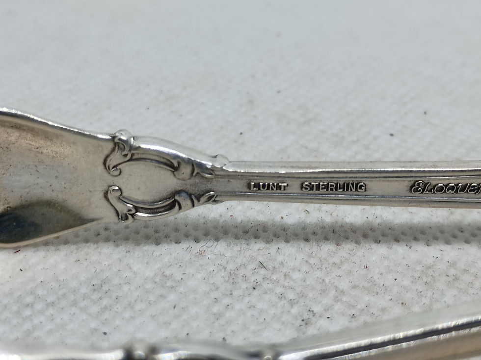 Thumbnail: 5.5" Lunt Sterling Silver sugar tongs in the Eloquence pattern - 37g