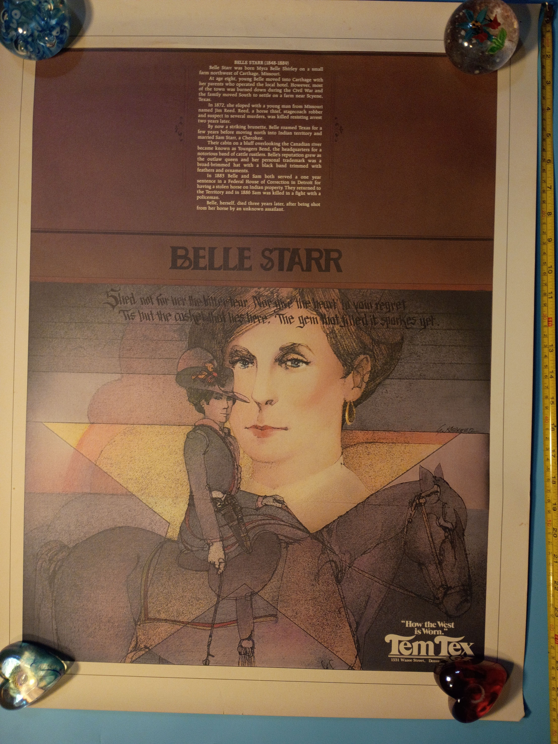 Approx. 21"x 27" Vintage poster- TemTex -How The West Was Won "Belle Starr"