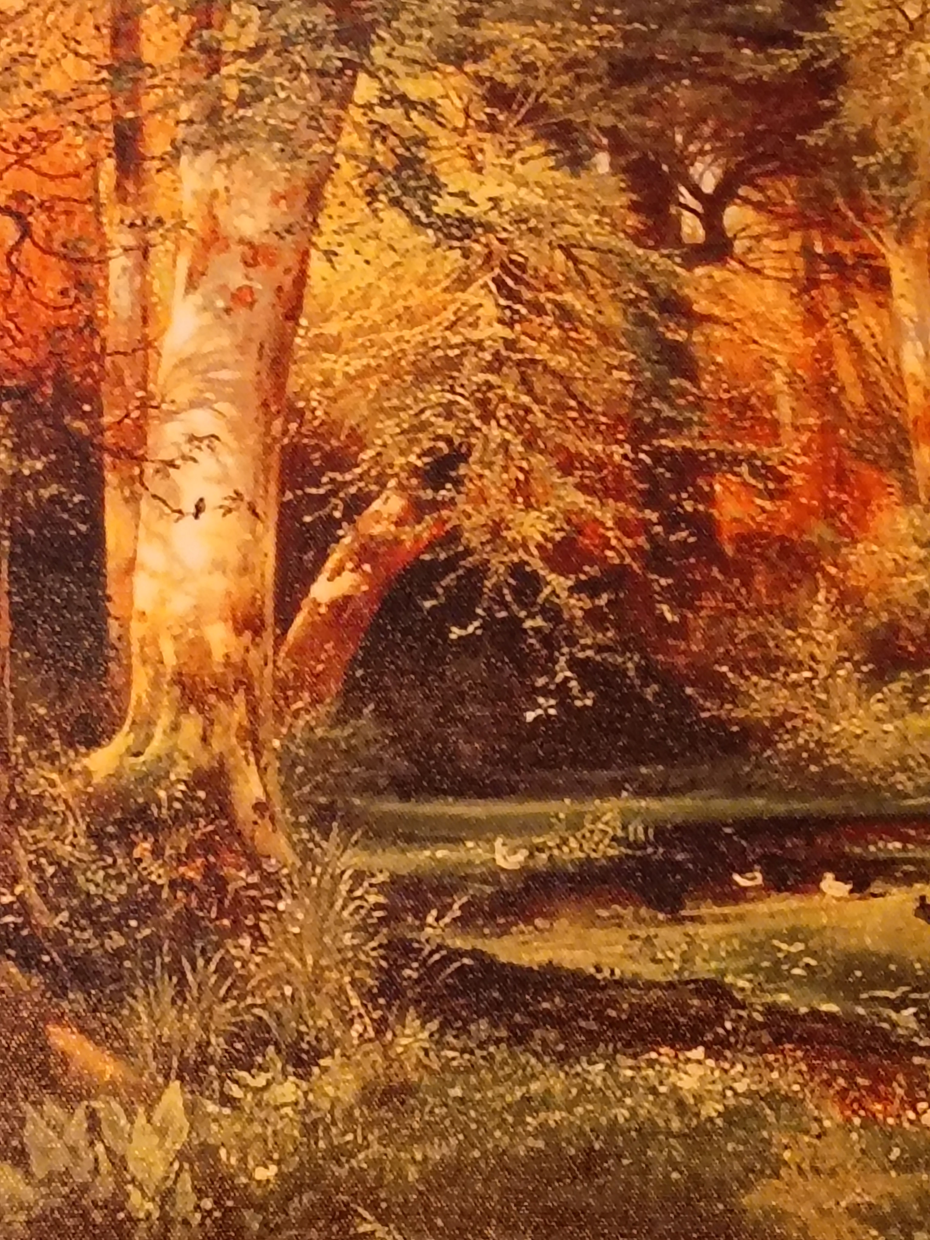 Approx. 19"x 24 Print on Canvas - Forest scene with ducks, waiting for a frame