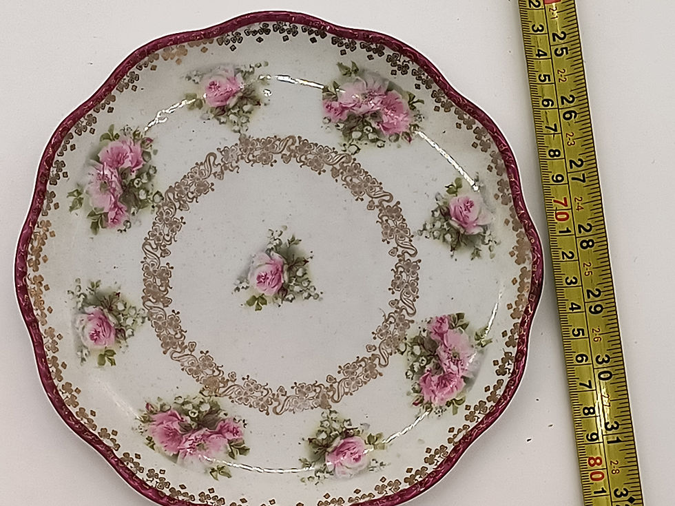Thumbnail: 8" Vintage Porcelain - feature and red and pink floral rose motifs
