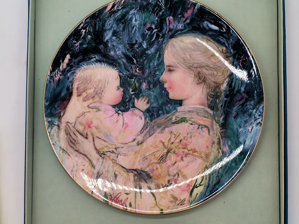 Thumbnail: 8" Plate - Royal Doulton "Kristina and Child" by Edna Hibel - Made in England