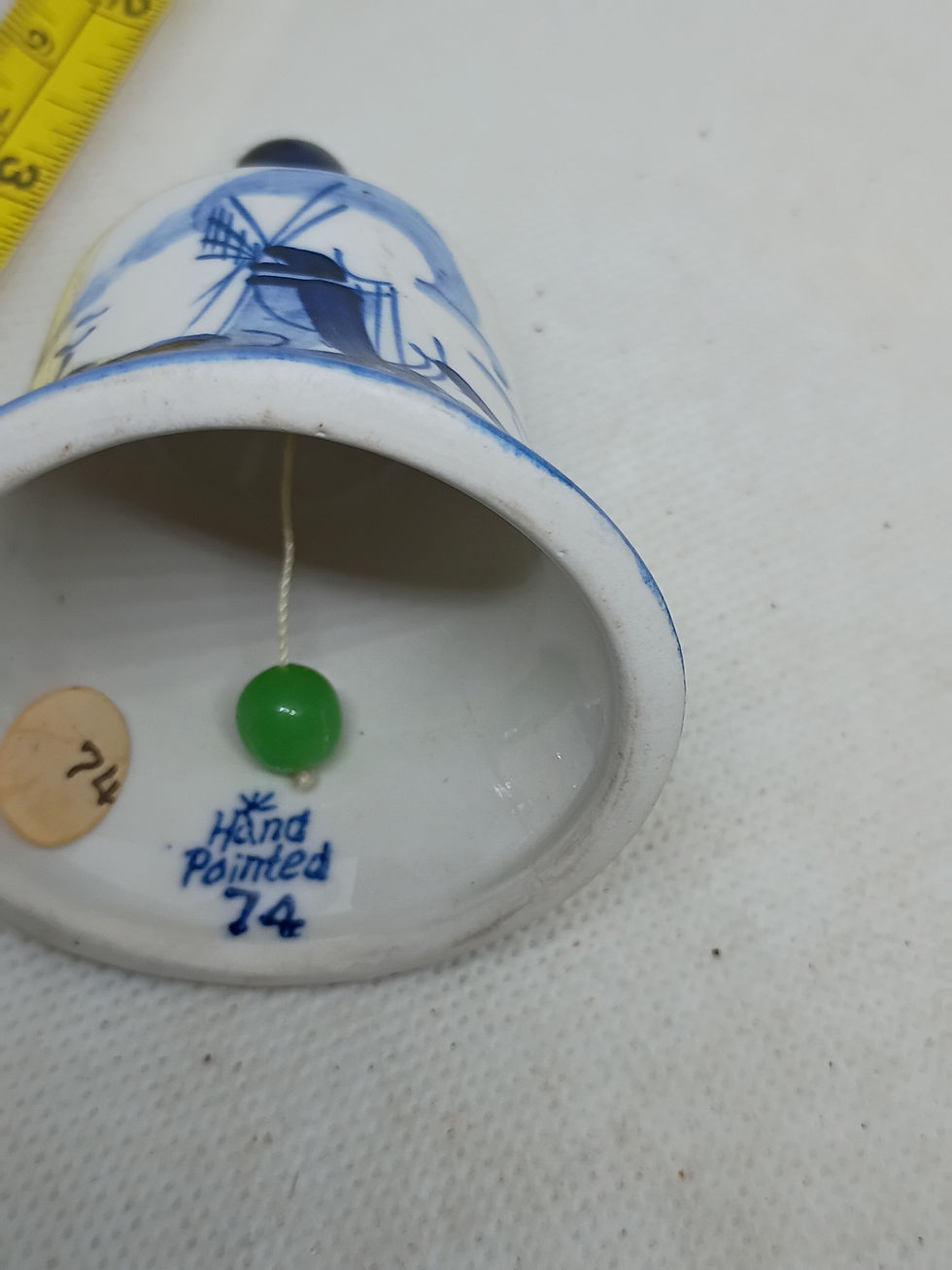 Thumbnail: 3.5" tall- Blue and white handpainted bell- possibly from Holland