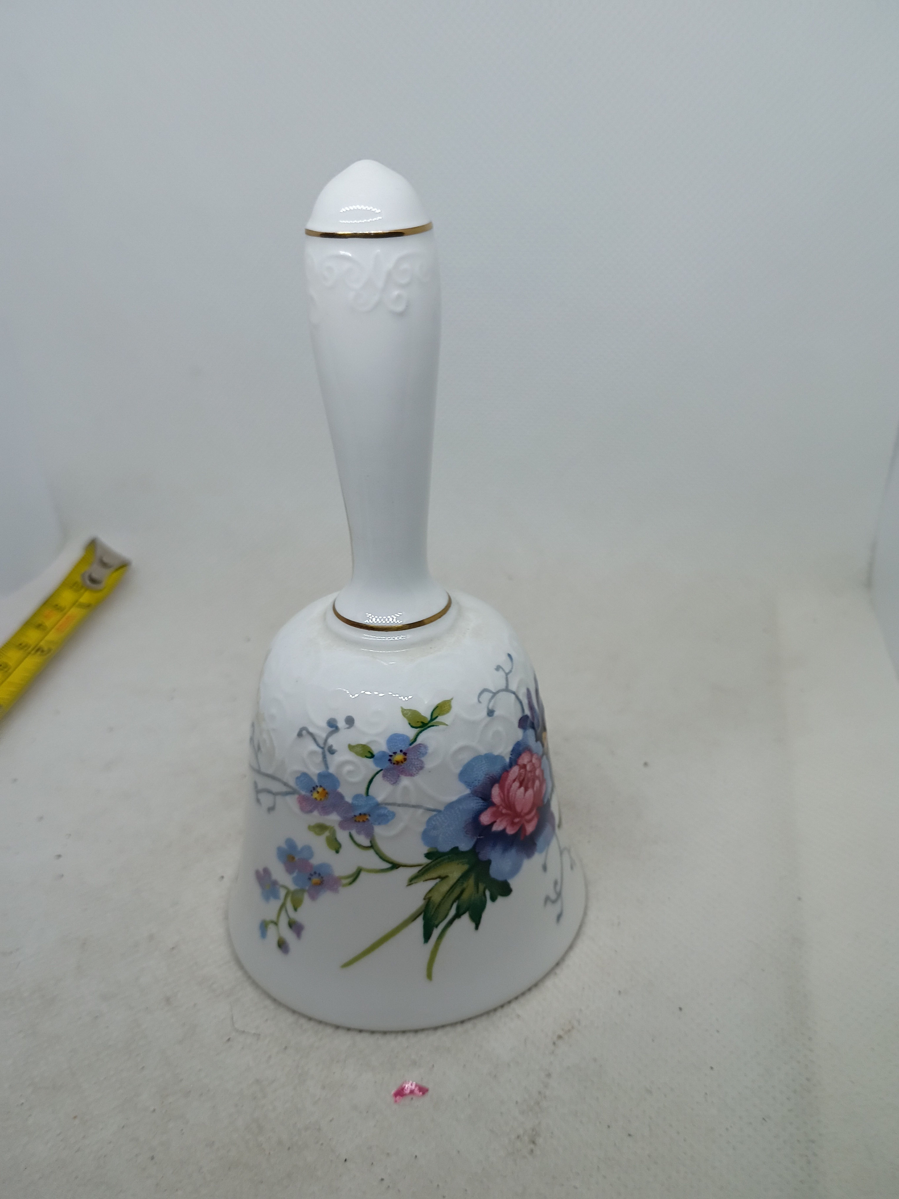 5" tall- Porcelain Bell with flower design-  Queens Fine China- Made in England