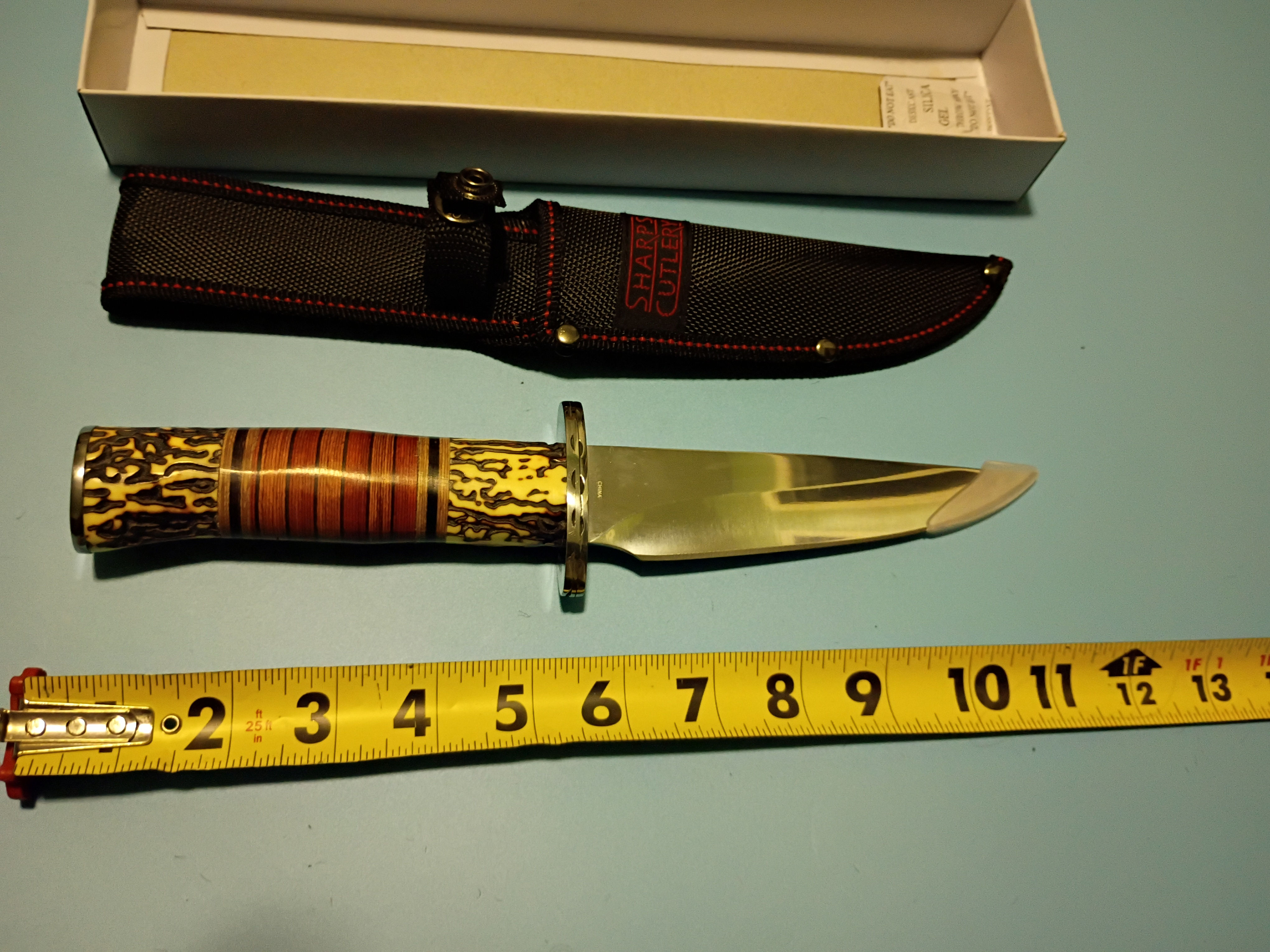 11" Bowie - 3CR13 stainless steel blade - POM & wood handle - 1680D Nylon sheath