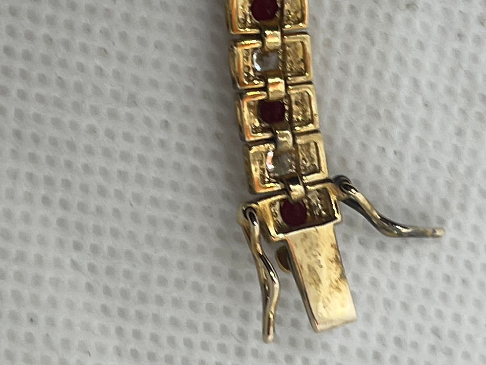 Thumbnail: 8" 925 Silver bracelet with  garnet color and white stones