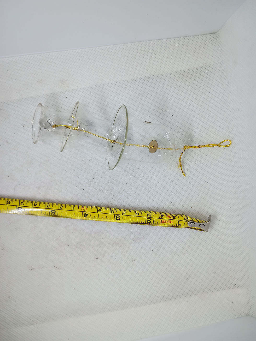 Thumbnail: 5" long- Glass 3 bell hanging set, all 3 ring in harmony -made in Taiwan