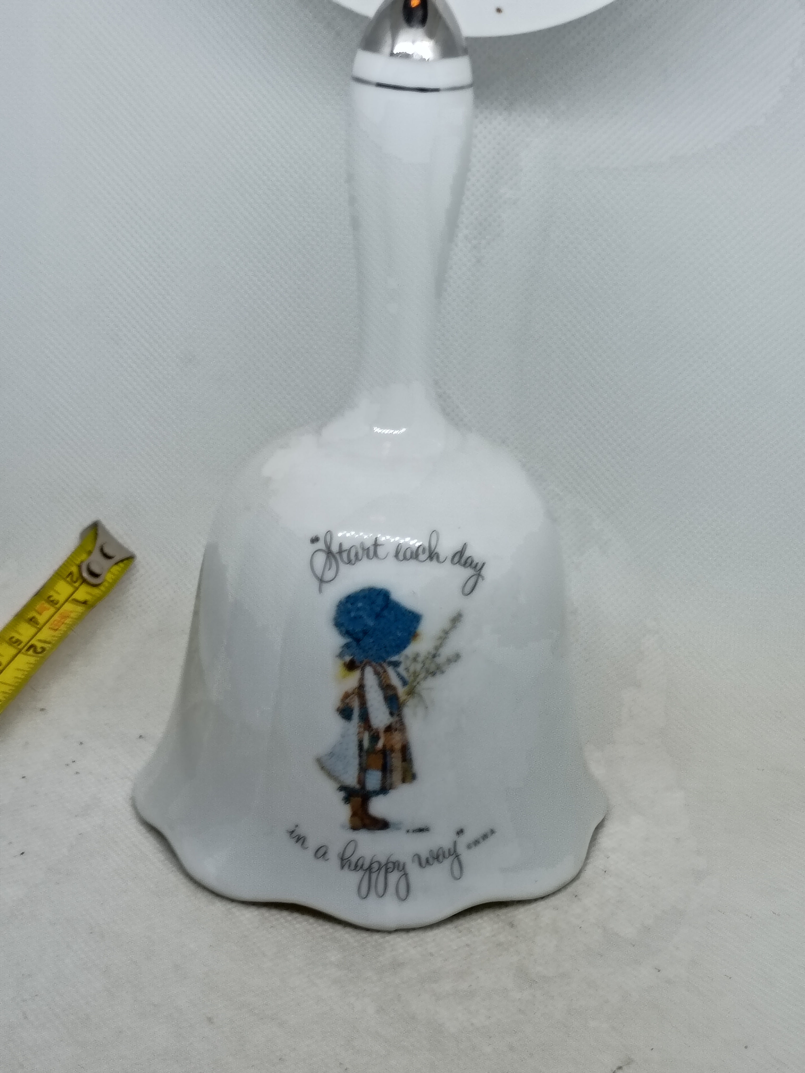 6" Porcelain bell- Holly Hobby Porcelain Bell "Start Each Day in a Happy Way"