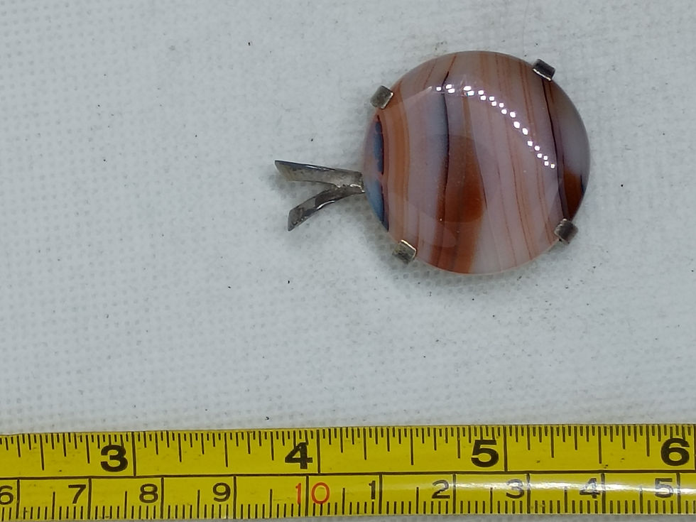 Thumbnail: Approx. 1.75" Sterling silver pendant- polished banded agate stone set in silver